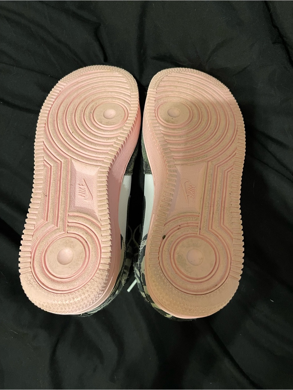 Nike Air Force One White Leopard Accent High-Top Sneakers with Pink Sole - Picture 2 of 3